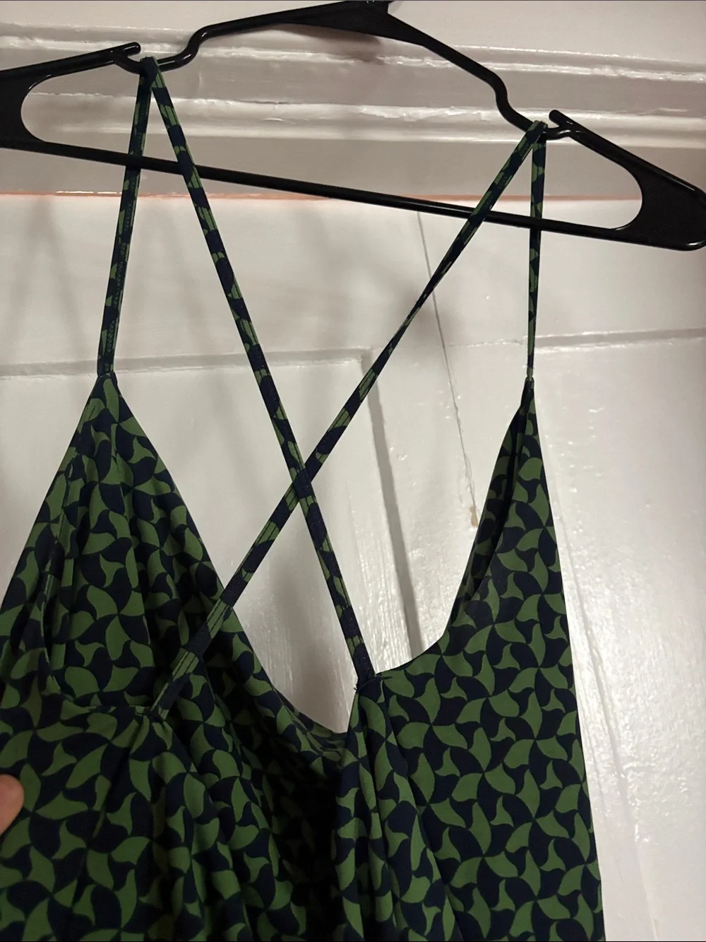 Abercrombie & Fitch Green Geometric Cowl Slip Maxi Dress
